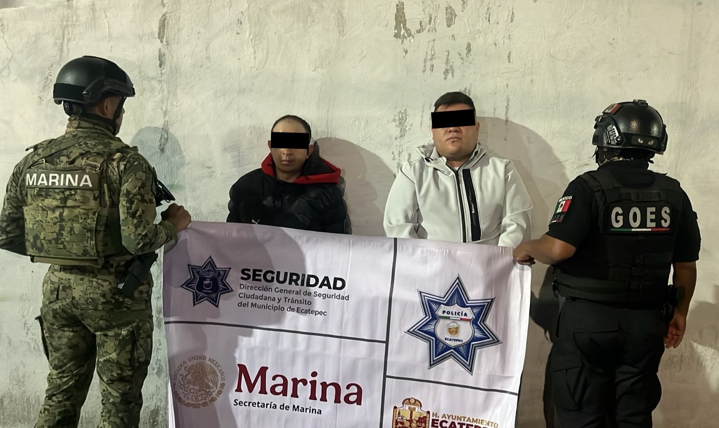 Policía de Ecatepec y Marina detienen a sujetos armados