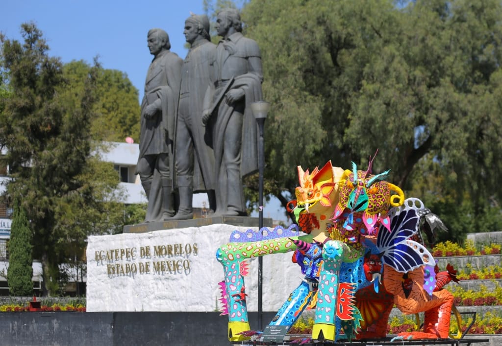 Apoya gobierno de Ecatepec a cartoneros para crear alebrije “Nahui Ehécatl”