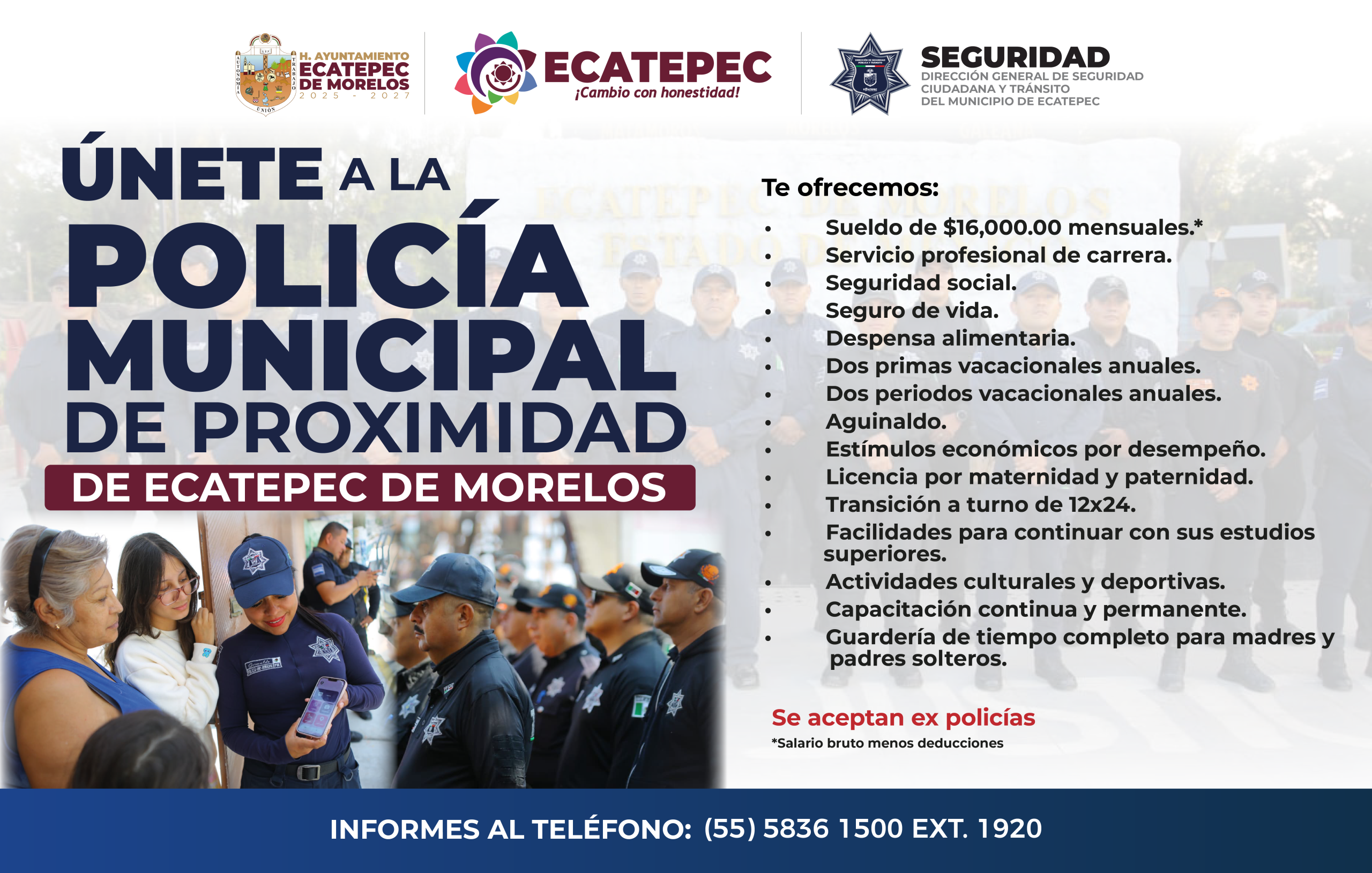 Convocatoria para integrarse a la Policía Municipal de Ecatepec